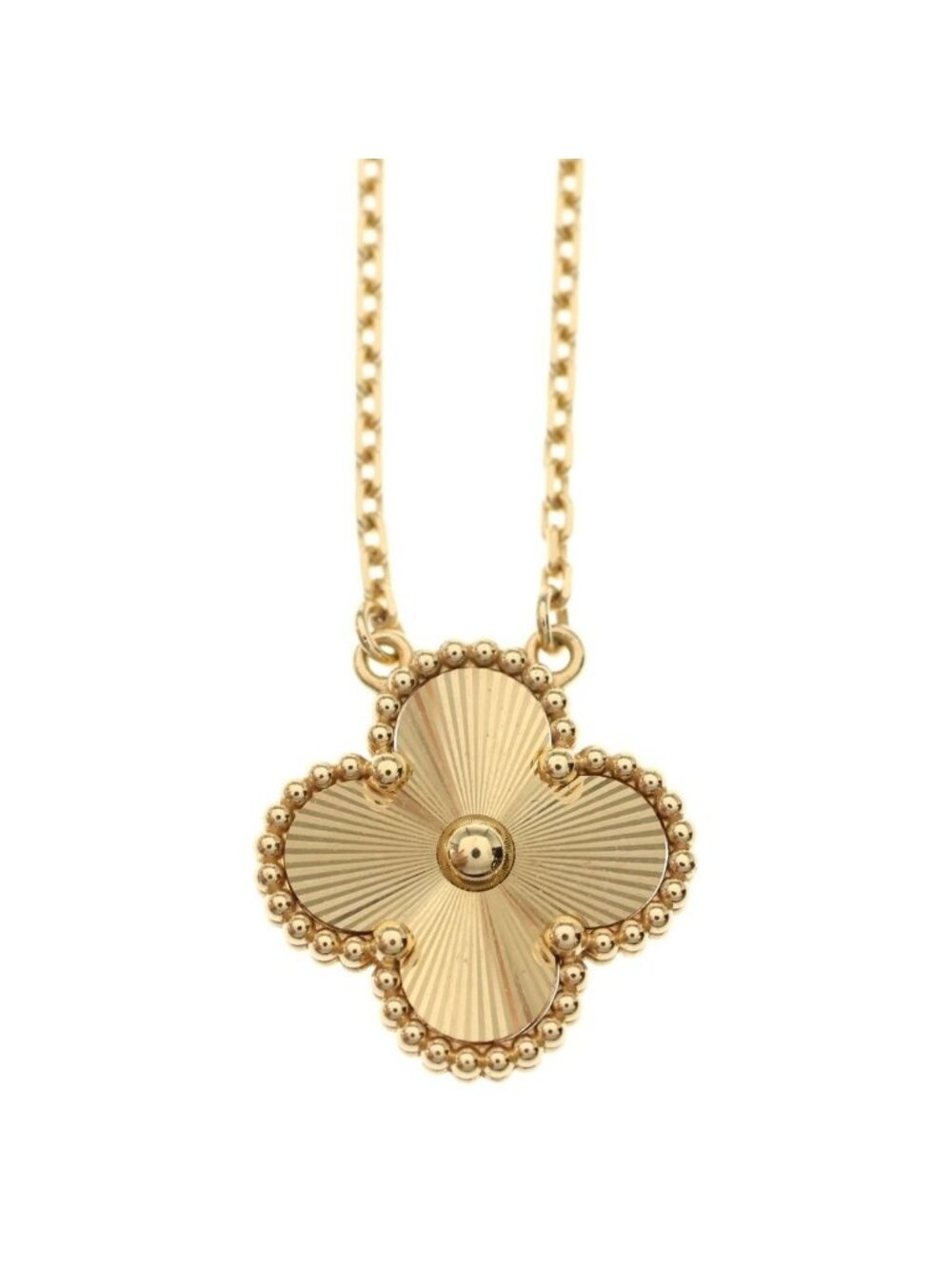 Van Cleef & Arpels Vintage Alhambra Guilloche Pendant Chain Gold - Picture 3 of 6